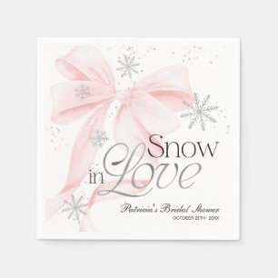 Serviette En Papier Mariage Ruban Rose et Flocon de Neige Sous la Neig