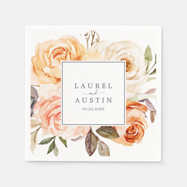 Serviette En Papier Mariage Rustic Earth Florals (Devant)