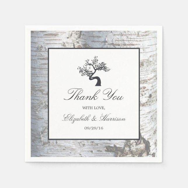 Serviette En Papier Mariage Rustic Silver Birch Tree (Devant)