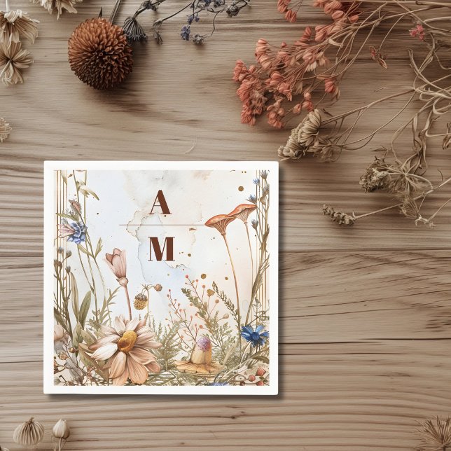 Serviette En Papier Mariage Rustique Aquarelle en Forêt (Créateur téléchargé)