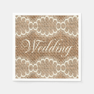 Serviette En Papier Mariage rustique Burlap Lace
