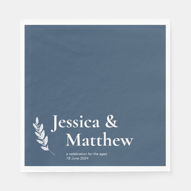 Serviette En Papier Mariage rustique chic gris ardoise (Devant)