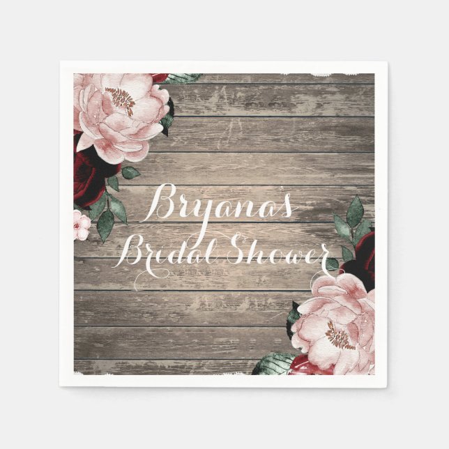 Serviette En Papier Mariage rustique dans une grange avec fleurs glamo (Devant)