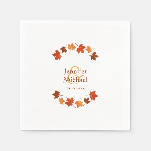 Serviette En Papier mariage rustique d'automne feuilles d'érable (Devant)