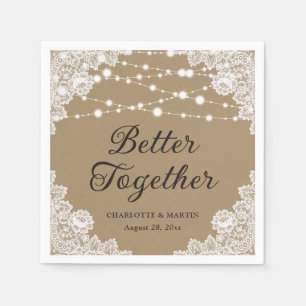 Serviette En Papier Mariage Rustique de dentelle papier Kraft