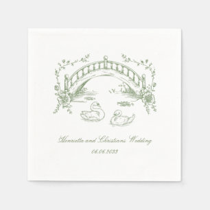 Serviette En Papier Mariage rustique de Pont de Cygne en Chinoiserie B