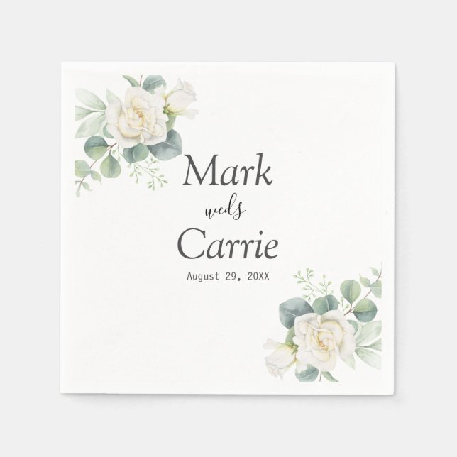 Serviette En Papier Mariage Rustique de Verdure d'Eucalyptus (Devant)