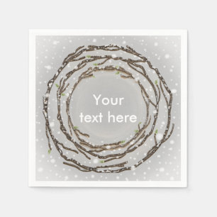 Serviette En Papier Mariage rustique d'hiver Branches & Neige de campa