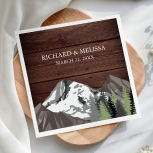 Serviette En Papier Mariage rustique en bois de montagne forestière
