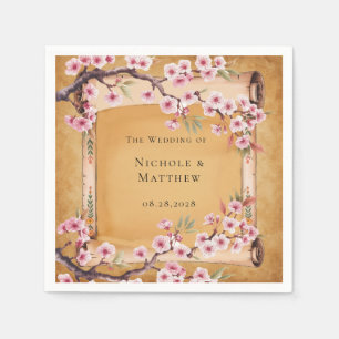 Serviette En Papier Mariage Rustique Floral Scroll Cherry Blossom