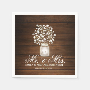 Serviette En Papier Mariage rustique jarre de mason floral