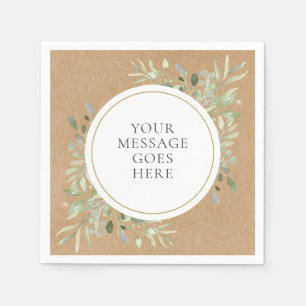 Serviette En Papier Mariage Rustique Kraft Bohème Eucalyptus Verdure