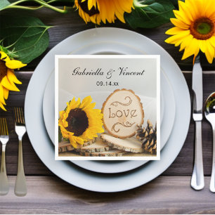 Serviette En Papier Mariage rustique Tournesol