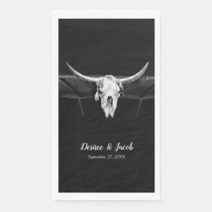 Serviette En Papier Mariage Rustique Western Noir et Blanc Taureau