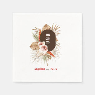 Serviette En Papier Mariage Safari Desert Boho Fleurs