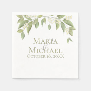 Serviette En Papier mariage Sage Vert Élégant Foliage Simple