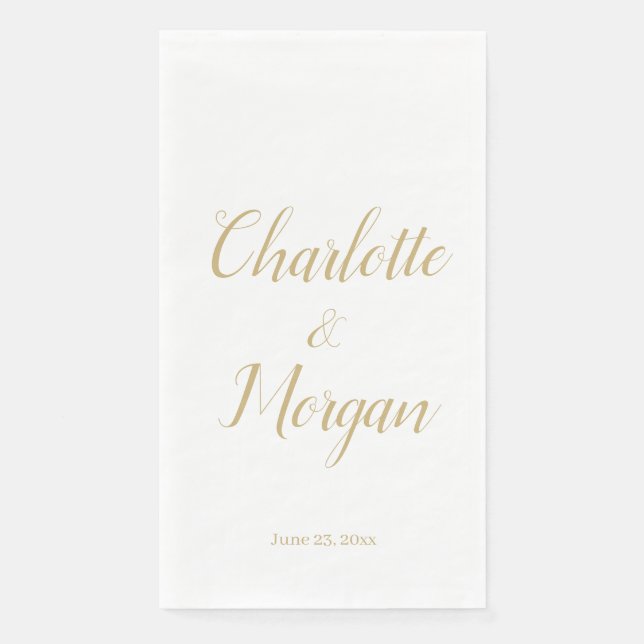 Serviette En Papier Mariage script personnalisé marié nom du marié dat (Devant)