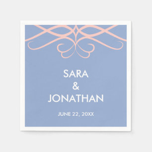 Serviette En Papier Mariage Serenity Blue, Fleurs de Rose Quartz