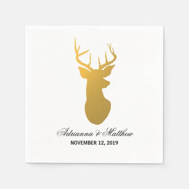 Serviette En Papier Mariage Silhouette moderne Antler (Devant)