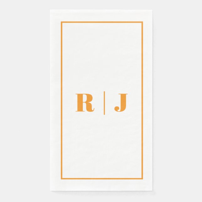 Serviette En Papier Mariage simple automne monogramme orange citrouill (Devant)