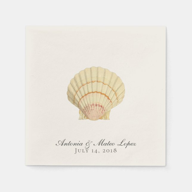 Serviette En Papier Mariage simple coquille vintage (Devant)