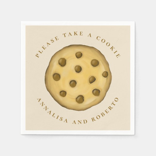 Serviette En Papier Mariage Simple Cute Dessert Chocolat Chip Cookie (Devant)