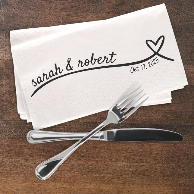 Serviette En Papier Mariage simple de ligne cardiaque (Simple Heart Line Wedding Paper Guest Towels
)