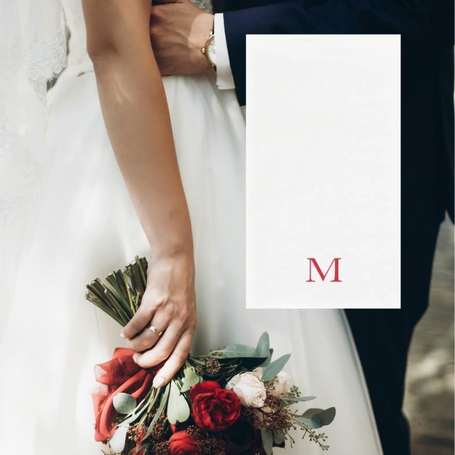 Serviette En Papier Mariage simple de monogramme rouge (Créateur téléchargé)