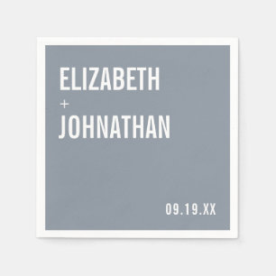 Serviette En Papier Mariage simple Dusty Blue Typography