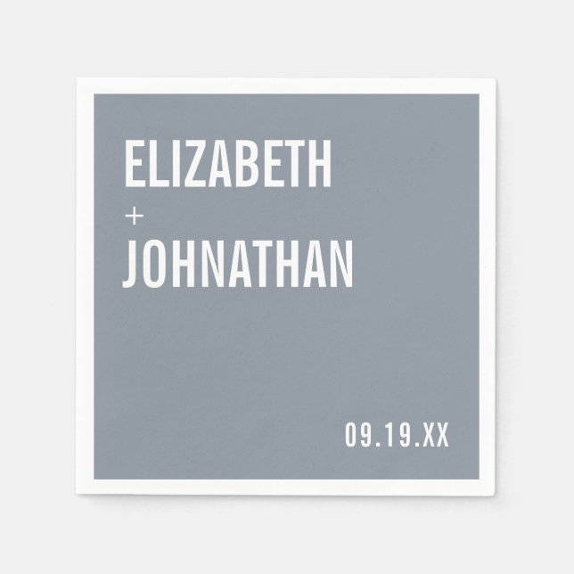 Serviette En Papier Mariage simple Dusty Blue Typography (Devant)