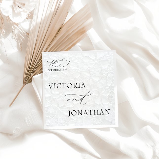 Serviette En Papier Mariage simple élégant blanc et noir (Créateur téléchargé)