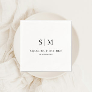 Serviette En Papier Mariage simple élégant d'esperluette et de deux in