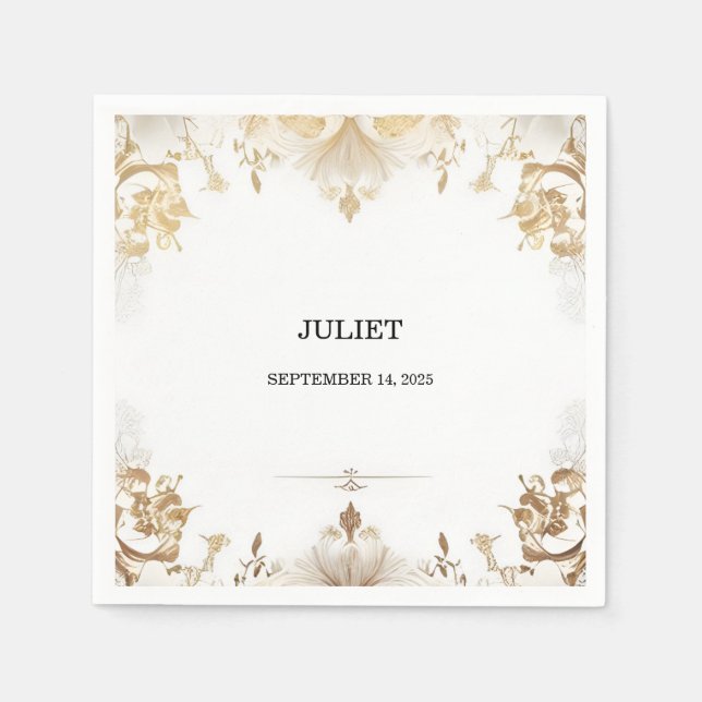 Serviette En Papier Mariage Simple Formel Classique Vierge (Devant)