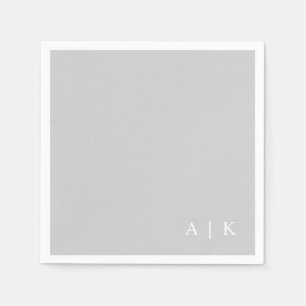 Serviette En Papier Mariage simple minimal monogramme gris personnalis