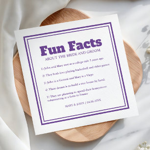 Serviette En Papier Mariage Simple Minimaliste Violet Faits Amusants M