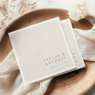 Serviette En Papier Mariage simple moderne élégant minimal en ivoire