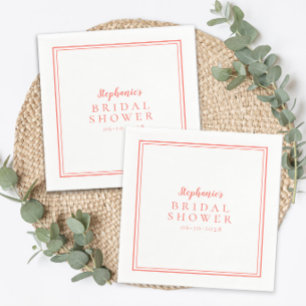Serviette En Papier Mariage Simple Moderne Fête de Mariage Blanc Corai