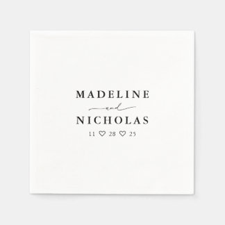 Serviette En Papier Mariage Simple Moderne Noir Et Blanc
