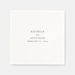 Serviette En Papier Mariage simple noir blanc simple Monogramme