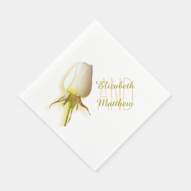 Serviette En Papier Mariage simple rose blanche nommé papier serviette (Coin)