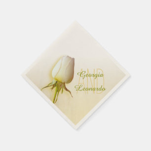 Serviette En Papier Mariage simple rose blanche nommé papier serviette