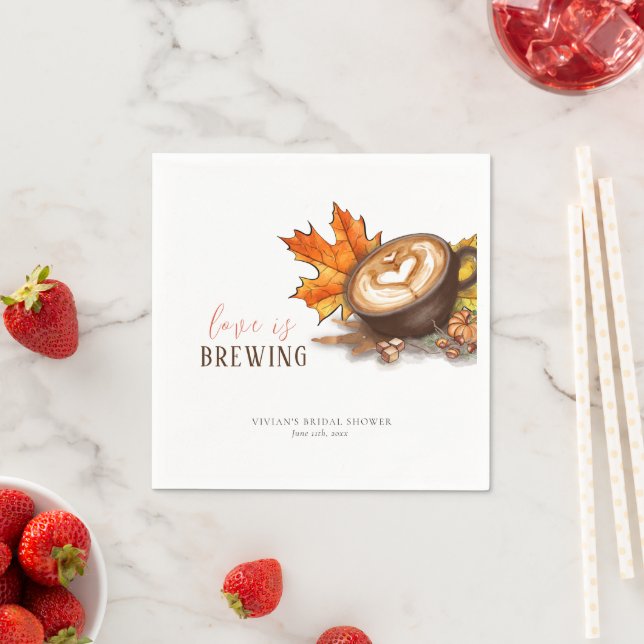 Serviette En Papier Mariage sous la pluie d'aquarelle Espresso Love Is (En situation)