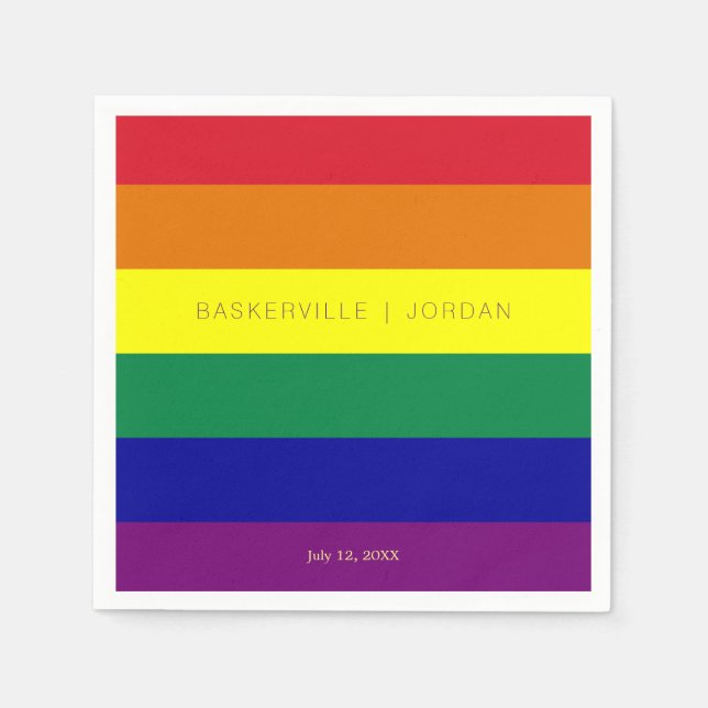 Serviette En Papier Mariage sous le drapeau arc-en-ciel (Devant)