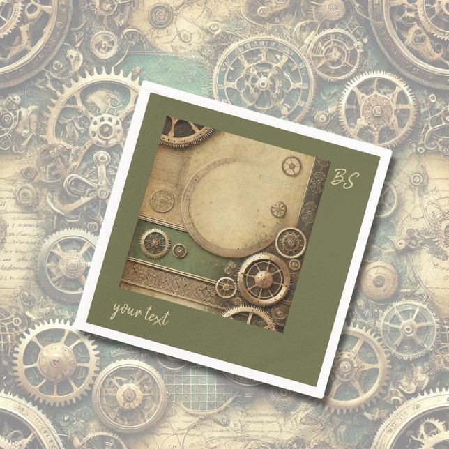 Serviette En Papier Mariage Steampunk Victorien à Engrenages (Créateur téléchargé)