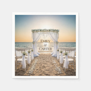 Serviette En Papier Mariage Sunset Beach Avec Arche Florale