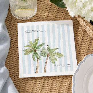 Serviette En Papier Mariage sur la Côte aux Palmiers Personnalisé