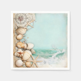 Serviette En Papier Mariage sur la plage coquillages 3