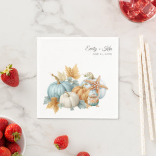 Serviette En Papier Mariage sur la plage d'automne Citrouille