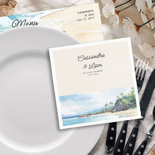 Serviette En Papier Mariage sur la plage de l'île tropicale océanique