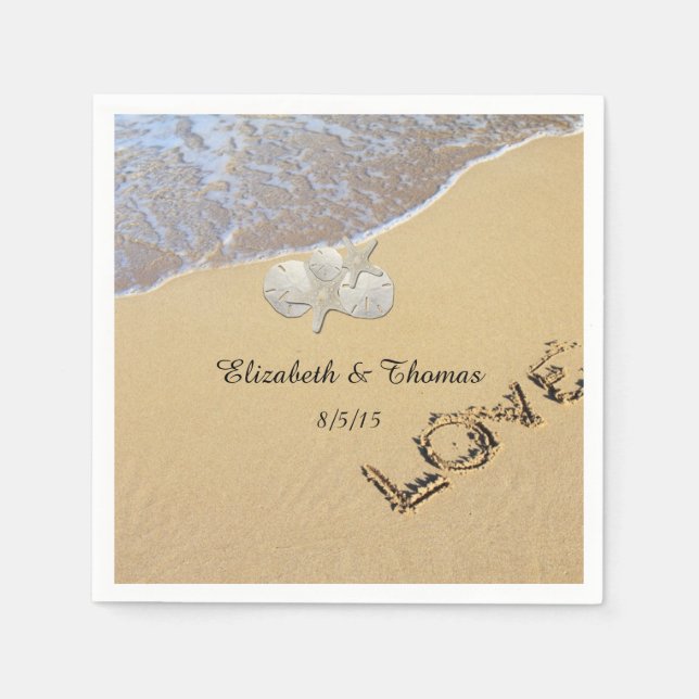 Serviette En Papier Mariage sur la Plage, Dollars de Sable, Serviettes (Devant)